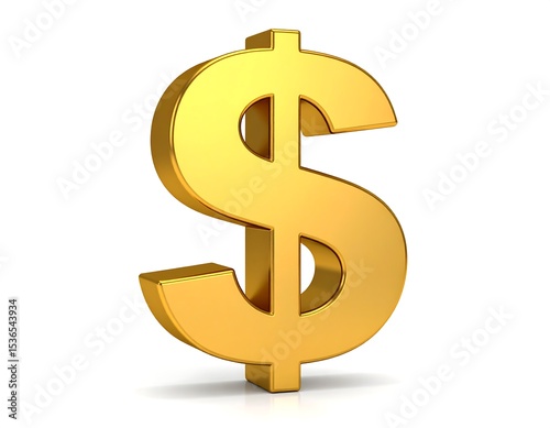 Gold dollar sign on white background (2)