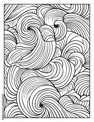 Mindful Patterns Coloring Pages For Adults & Teens, black and white, line art, illustration, bold and easy coloring page, bold & easy coloring book, stress relief ,coloring book, coloring page