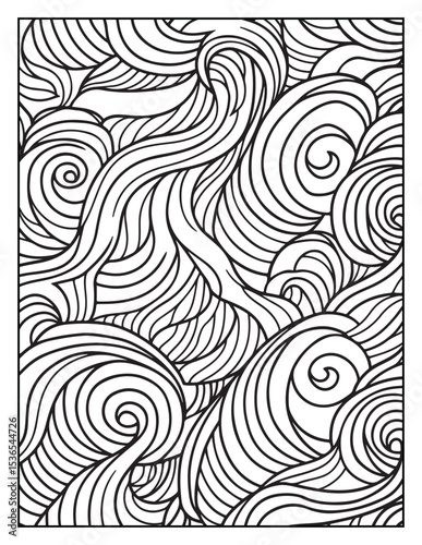 Mindful Patterns Coloring Pages For Adults & Teens, black and white, line art, illustration, bold and easy coloring page, bold & easy coloring book, stress relief ,coloring book, coloring page