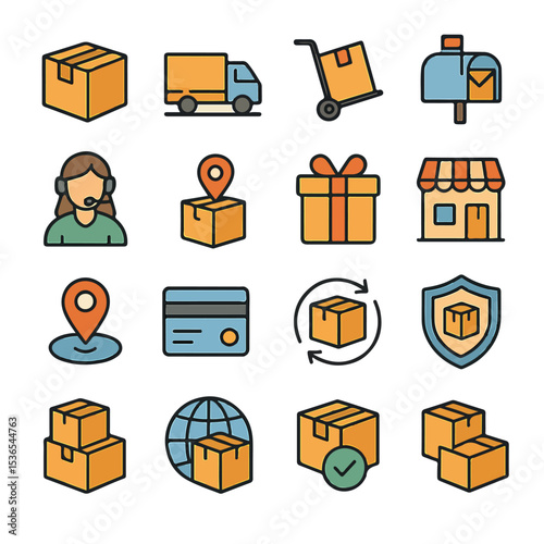 Shipping Icons Delivery, Logistics, and Package Tracking Symbols