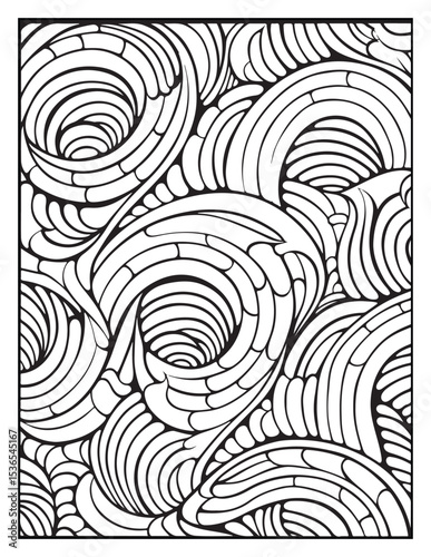 Mindful Patterns Coloring Pages For Adults & Teens, black and white, line art, illustration, bold and easy coloring page, bold & easy coloring book, stress relief ,coloring book, coloring page