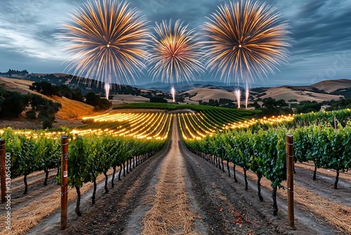 Vineyard landscape in Europe from morning to sunset with trees and nature view