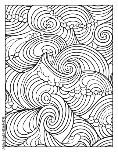 Mindful Patterns Coloring Pages For Adults & Teens, black and white, line art, illustration, bold and easy coloring page, bold & easy coloring book, stress relief ,coloring book, coloring page