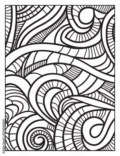Mindful Patterns Coloring Pages For Adults & Teens, black and white, line art, illustration, bold and easy coloring page, bold & easy coloring book, stress relief ,coloring book, coloring page