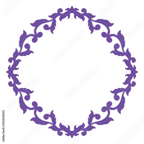 Beautiful round floral frame with gradient fill. Raster clip art.