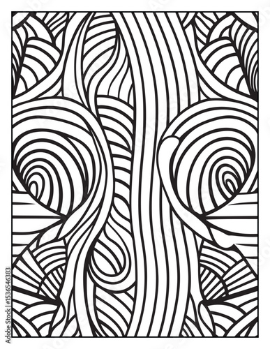 Mindful Patterns Coloring Pages For Adults & Teens, black and white, line art, illustration, bold and easy coloring page, bold & easy coloring book, stress relief ,coloring book, coloring page