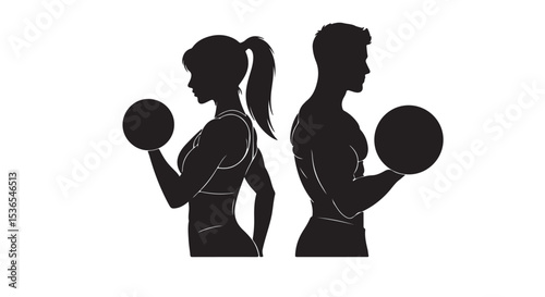 vector silhouette of a man and woman 