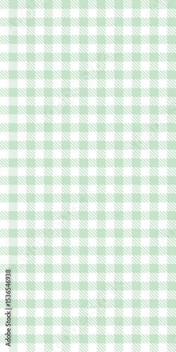 Seamless vector pattern with light green and white gingham check design, spring Easter theme, fresh seasonal textile, picnic inspired background, geometric square style for modern fashion and decor