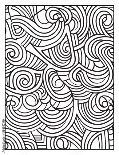 Mindful Patterns Coloring Pages For Adults & Teens, black and white, line art, illustration, bold and easy coloring page, bold & easy coloring book, stress relief ,coloring book, coloring page