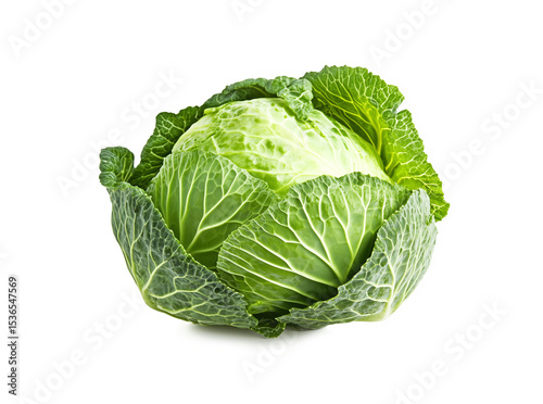 Raw cabbage isolated on white. Green cabbage