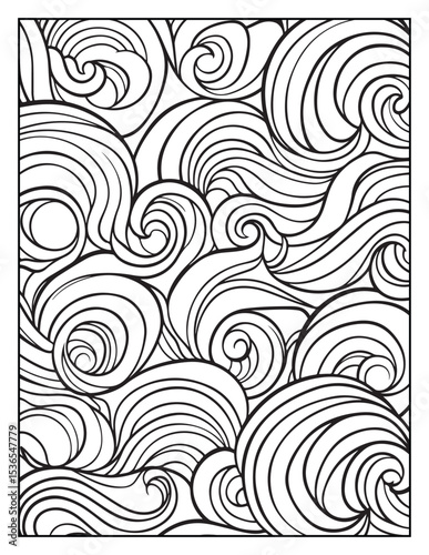 Mindful Patterns Coloring Pages For Adults & Teens, black and white, line art, illustration, bold and easy coloring page, bold & easy coloring book, stress relief ,coloring book, coloring page