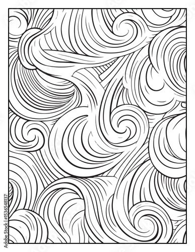 Mindful Patterns Coloring Pages For Adults & Teens, black and white, line art, illustration, bold and easy coloring page, bold & easy coloring book, stress relief ,coloring book, coloring page