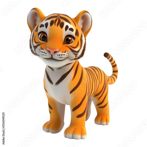 Cute ed Tiger Cub Perfect for Childrens Books and Illustrations isolated on transparent background