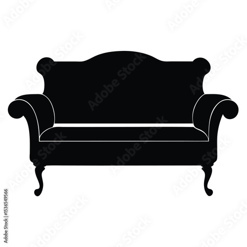 black sofa isolated on white background