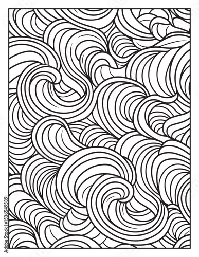 Mindful Patterns Coloring Pages For Adults & Teens, black and white, line art, illustration, bold and easy coloring page, bold & easy coloring book, stress relief ,coloring book, coloring page