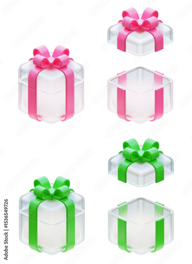 Fototapeta premium Translucent gift box 3D graphics Pink Green