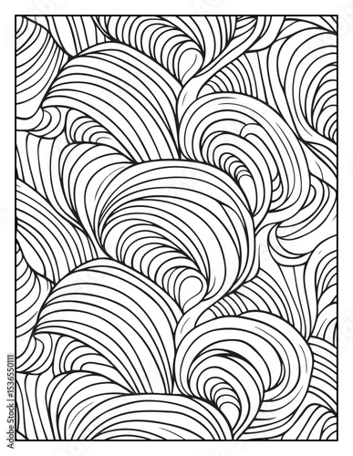 Mindful Patterns Coloring Pages For Adults & Teens, black and white, line art, illustration, bold and easy coloring page, bold & easy coloring book, stress relief ,coloring book, coloring page