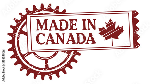 Made in Canada Red Stamp Gear Design vector