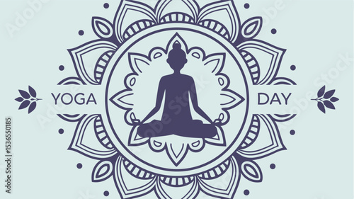 Mandala Yoga Day Meditating Silhouette Design meditation