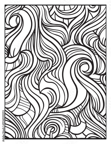 Mindful Patterns Coloring Pages For Adults & Teens, black and white, line art, illustration, bold and easy coloring page, bold & easy coloring book, stress relief ,coloring book, coloring page