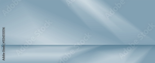 Minimalistic simple abstract light blue background for product presentation. Shadow and light from windows on wall. eps10