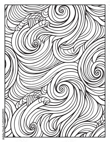 Mindful Patterns Coloring Pages For Adults & Teens, black and white, line art, illustration, bold and easy coloring page, bold & easy coloring book, stress relief ,coloring book, coloring page