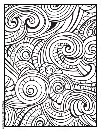 Mindful Patterns Coloring Pages For Adults & Teens, black and white, line art, illustration, bold and easy coloring page, bold & easy coloring book, stress relief ,coloring book, coloring page