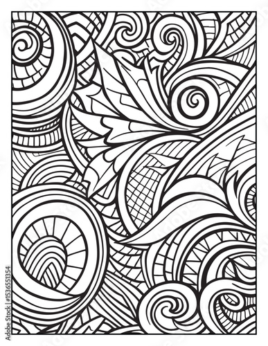 Mindful Patterns Coloring Pages For Adults & Teens, black and white, line art, illustration, bold and easy coloring page, bold & easy coloring book, stress relief ,coloring book, coloring page