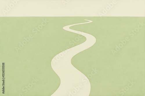 Happy Father day Serene Winding Path: A Journey of Tranquility, Minimalist Landscape Art Print, Pastel Green Nature Scene, Peaceful Vista Illustration