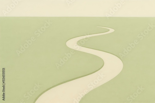 Happy Father day Serene Winding Path: Abstract Green Landscape Illustration - Journey, Road, Nature Concept