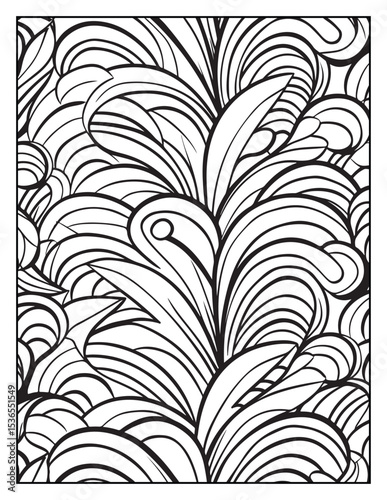 Mindful Patterns Coloring Pages For Adults & Teens, black and white, line art, illustration, bold and easy coloring page, bold & easy coloring book, stress relief ,coloring book, coloring page