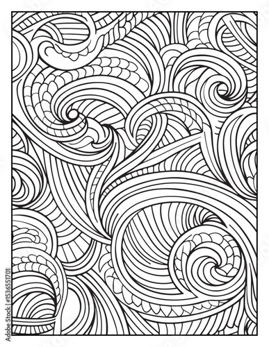 Mindful Patterns Coloring Pages For Adults & Teens, black and white, line art, illustration, bold and easy coloring page, bold & easy coloring book, stress relief ,coloring book, coloring page