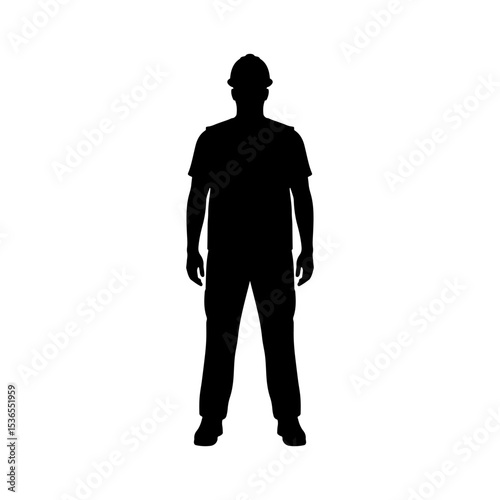 Male construction worker silhouette vector flat illustration design.