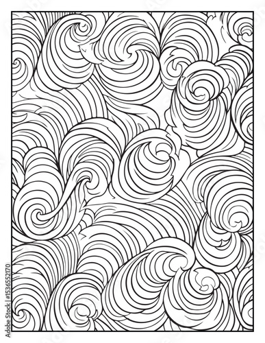 Mindful Patterns Coloring Pages For Adults & Teens, black and white, line art, illustration, bold and easy coloring page, bold & easy coloring book, stress relief ,coloring book, coloring page
