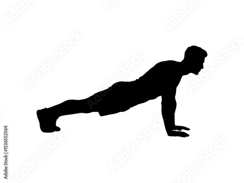 Man doing pushups silhouette vector flat illustration design.