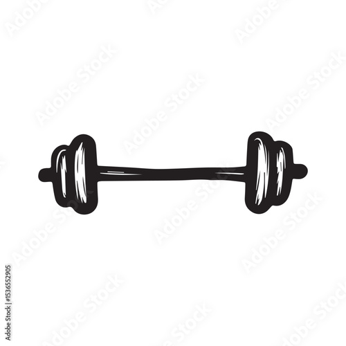 Hand drawn doodle barbell isolated on white background. Vector illustration.