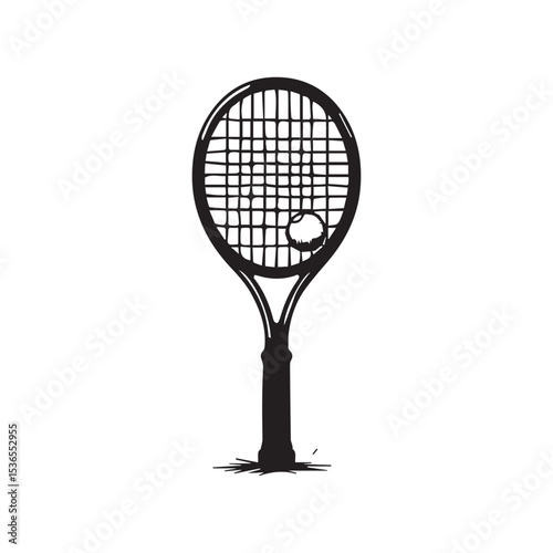 Tennis racquet vector icon in doodle style. Ping pong symbol in simple design. Cartoon object hand drawn isolated on white background.