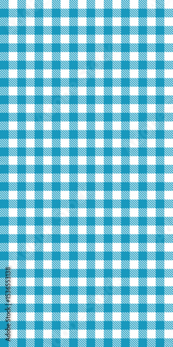 Seamless vector pattern with blue and white gingham check design, classic picnic style fabric texture for clothing, kitchen decor, or summer tablecloths and retro textile applications