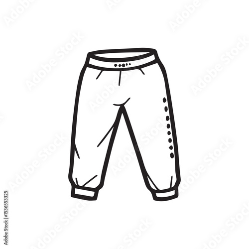 Hand Drawn Jogger Pants. Doodle Vector Sketch Illustration