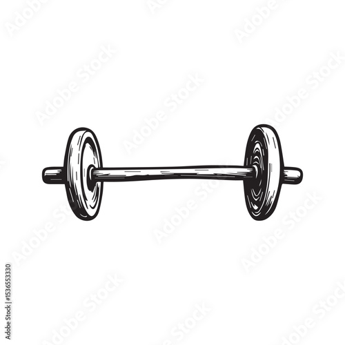 Hand drawn doodle barbell isolated on white background. Vector illustration.