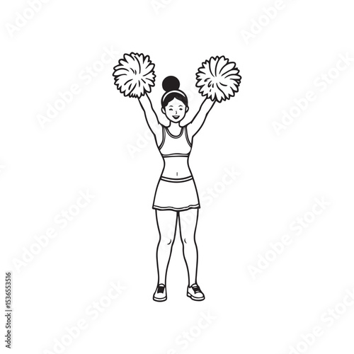 happy cute girl wear cheerleader cute uniform