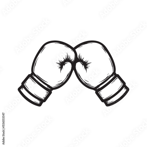Line hand drawn doodle boxing gloves. Outline box drawing icon isolated on white background. Vector illustration