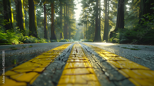 Serene Sunlit Forest Paths: Morning Light Filtering Through Lush Canopies