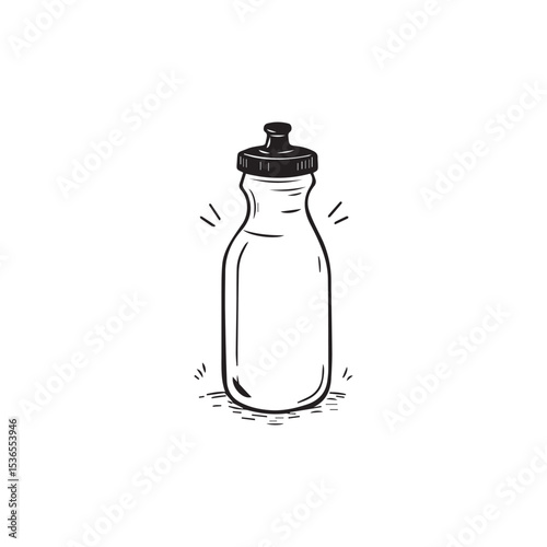 Sports water bottle line vector illustration, Hand Drawn Symbol Vector Illustration