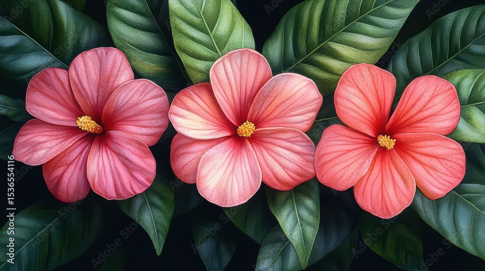 custom made wallpaper toronto digitalDelicate hibiscus blooms amidst lush foliage captures the essence of tropical elegance perfect for wall art