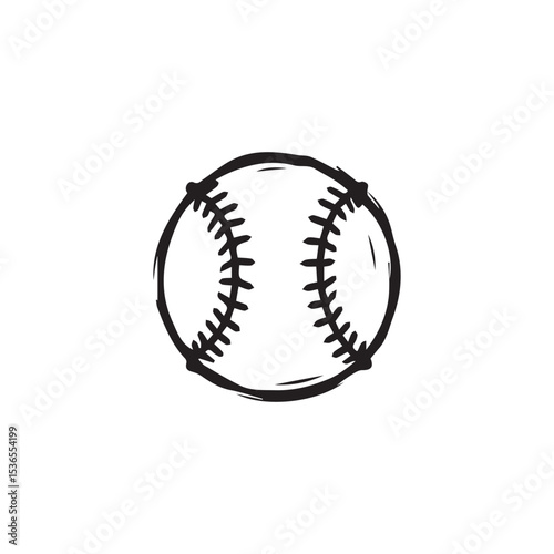 Baseball. Hand drawn black doodle isolated on white background. Vector Illustration. EPS10