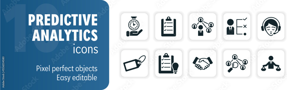 Obraz premium Business people working with predictive analytics icons set