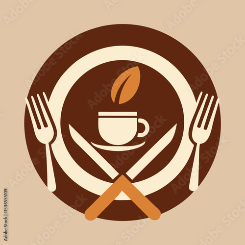  Restaurant and cafe logo vector illustration.
