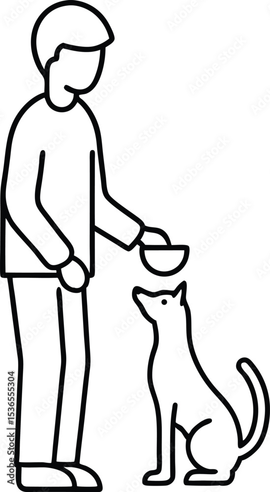 Obraz premium Pet Feeding Line Art Illustration.