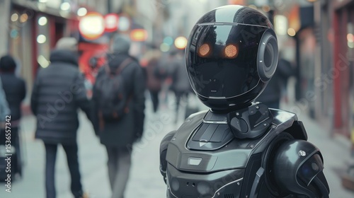 Wallpaper Mural Futuristic robot in city street Torontodigital.ca